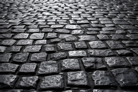 条铺砌街道石头铺砌的道路背景