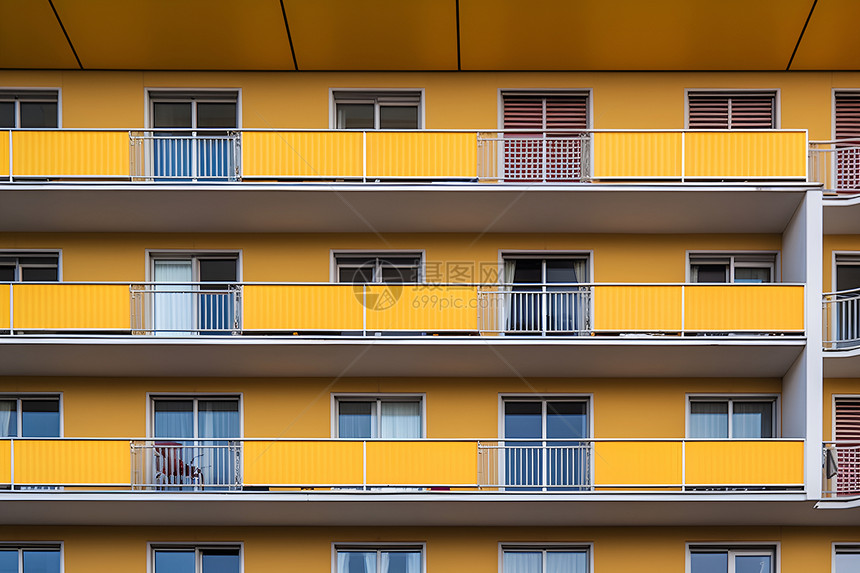 黄色的建筑大楼图片