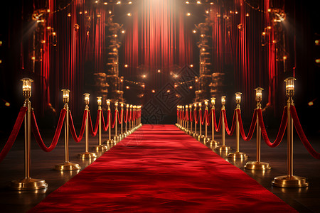 红地毯与金属栏杆背景图片
