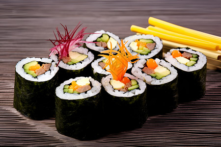 美味的寿司盛宴背景图片