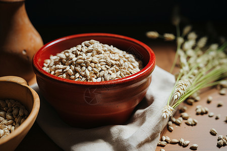 桌子上的谷物麦子背景图片