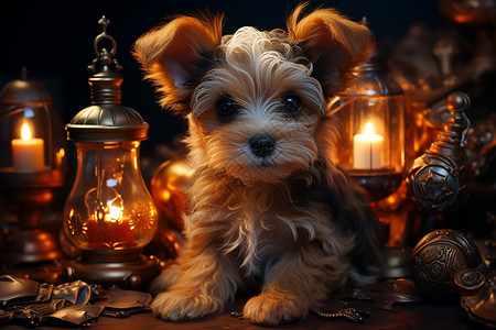 可爱的幼儿小狗背景图片