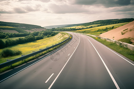 田野道路田野旁的公路背景