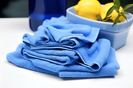 蓝色毛巾的照片高清图片