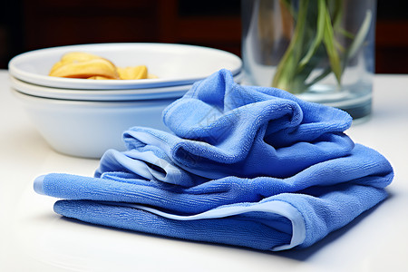 一条蓝色毛巾的照片高清图片