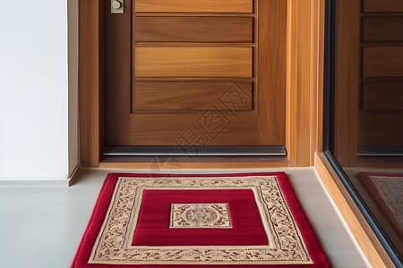 门前的地毯白地板白木门高清图片