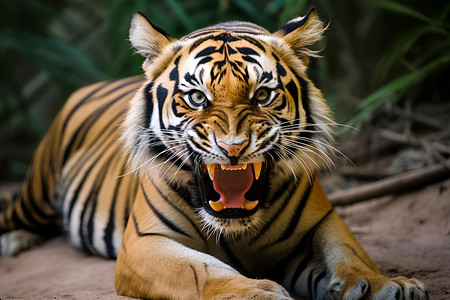 野外的凶猛老虎背景图片