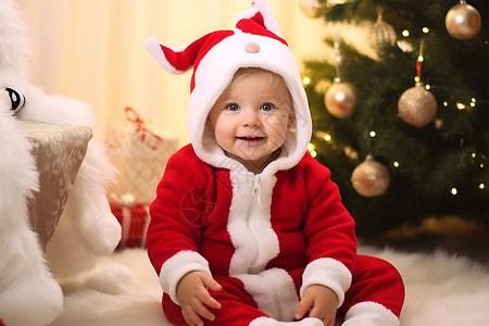 开心的圣诞服宝宝背景图片