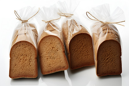 三片面包用塑料袋包上背景