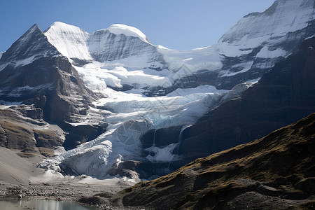 冰川融化的高山背景图片
