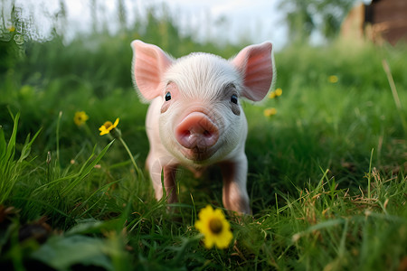 草地猪可爱的小猪背景