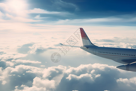 蔚蓝天空中飞机背景图片