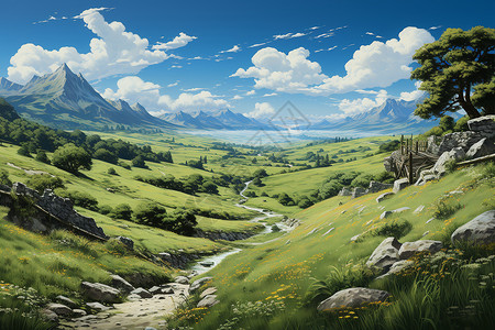 仙境山谷背景图片
