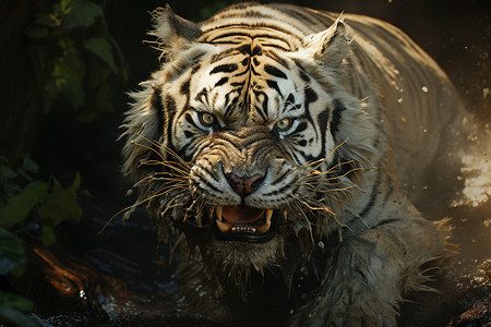 危险的老虎背景图片