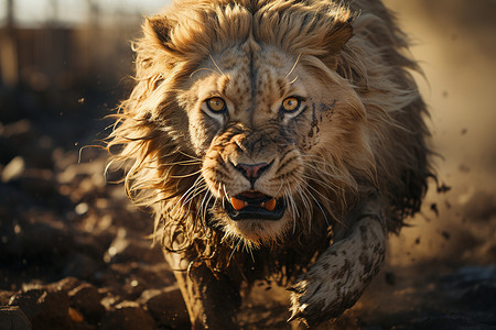 奔跑的雄狮背景图片