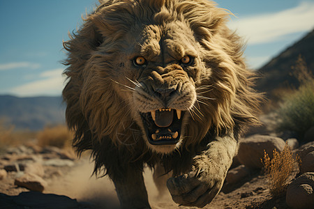 尖牙镜头下的狮子背景