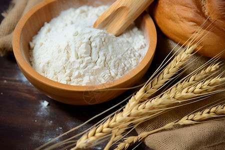 谷穗素材小麦与面粉的结合背景