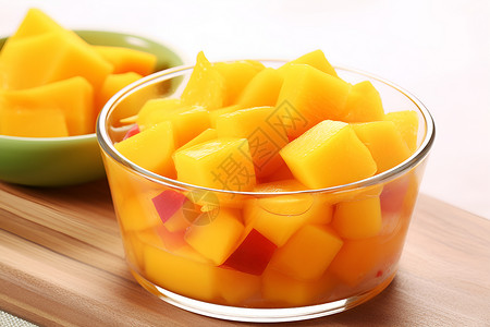 碗中健康美味的芒果背景图片