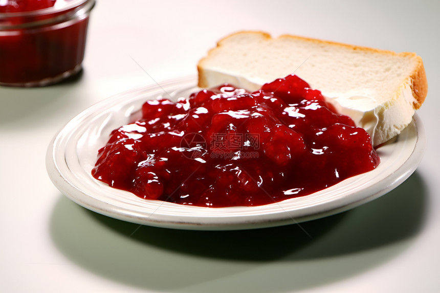 盘子里面酸甜的草莓酱图片