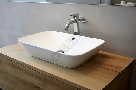浴室台木制台面上的洗手盆背景