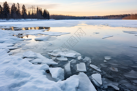 结冰的湖泊背景图片