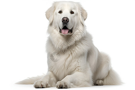 坐地上的白狗背景图片
