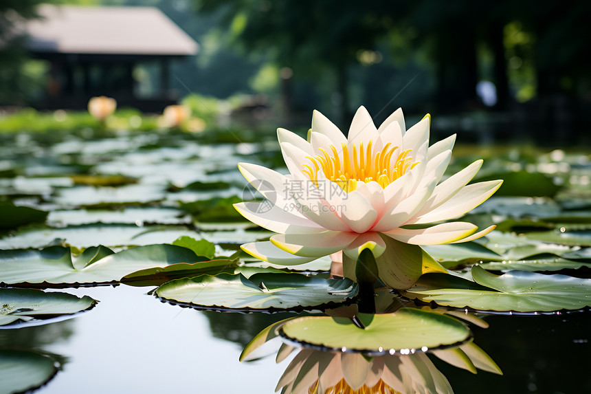 水面上的莲花图片