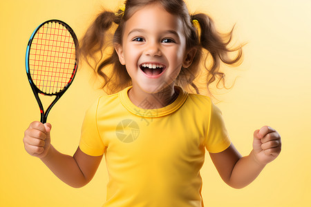 快乐网球女孩背景图片