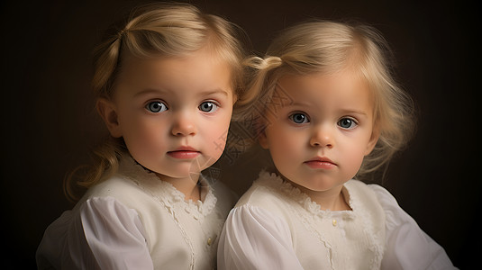两个蓝眼睛的小女孩背景图片