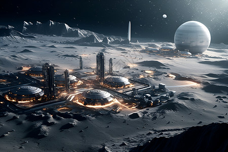 未来主义视角下的月球背景图片