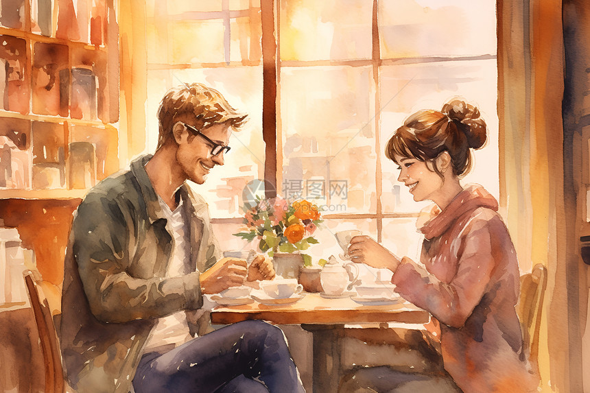 温暖浪漫的咖啡馆图片