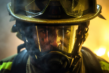 烟雾中的消防员背景图片