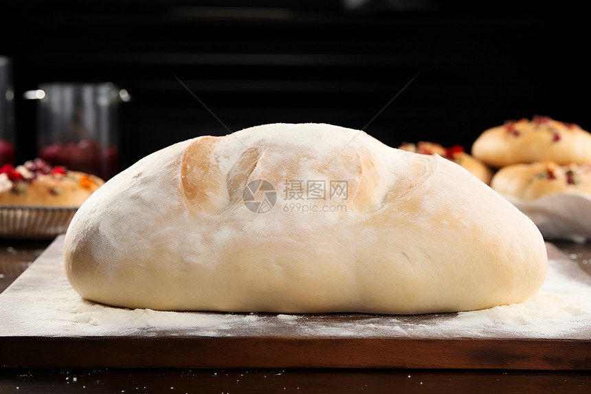 切菜板上的面包图片