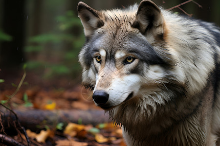 森林中的动物狼背景图片