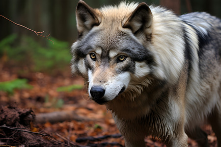 森林中的野生狼背景图片