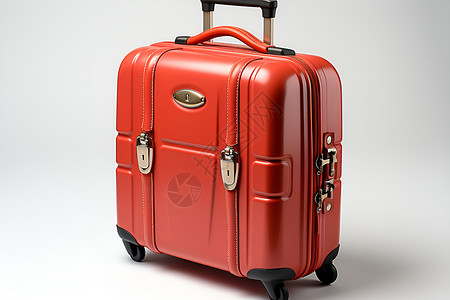 简约的红色行李箱背景图片