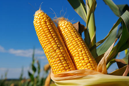 玉米成熟户外金黄的玉米棒背景