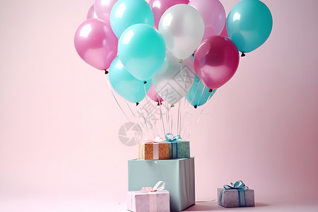 粉色背景下的充气气球背景图片