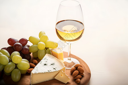 葡萄酒奶酪和坚果背景图片