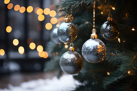 圣诞树与绚烂灯光背景图片