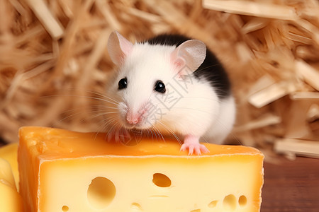 可爱小鼠小鼠吃奶酪背景