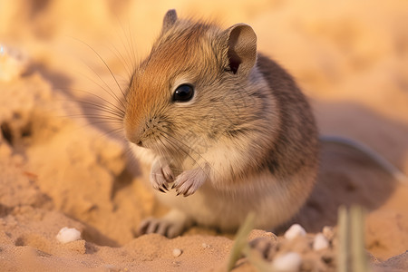 沙鼠小仓鼠在沙漠背景