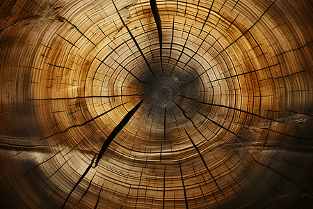 野兔圆环自然纹路的木材中心背景