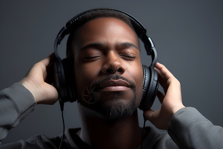 音乐带素材带着耳机的男士背景