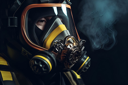 服装面具消防员的氧气面罩背景