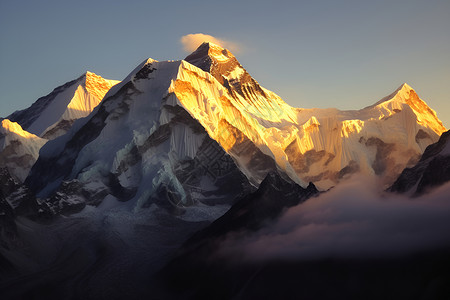 日出下的雪山背景图片