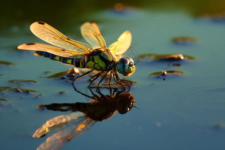 水上的蜻蜓背景图片