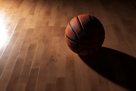 木地板上的篮球背景图片