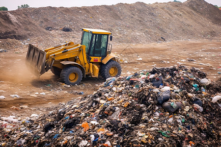 处理垃圾废物处理的推土机背景