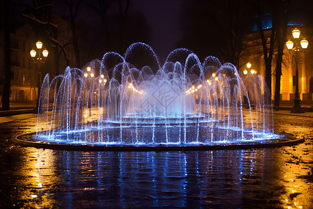 城市的喷泉背景图片